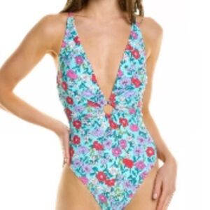 Nanette Lepore Plunging One-Piece Swimsuit sz 12 NWT